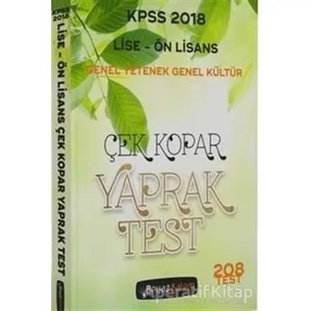 2018 KPSS Lise Ön Lisans Genel Yetenek Genel Kültür Çek Kopar Yaprak Test