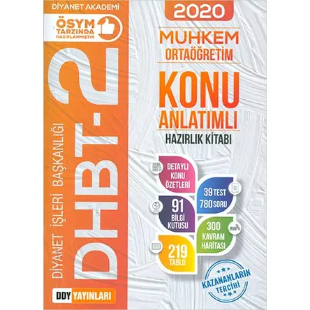 2020 DHBT 2 Muhkem Serisi Ortaöğretim Konu Anlatımlı Hazırlık Kitabı DDY Yayınları