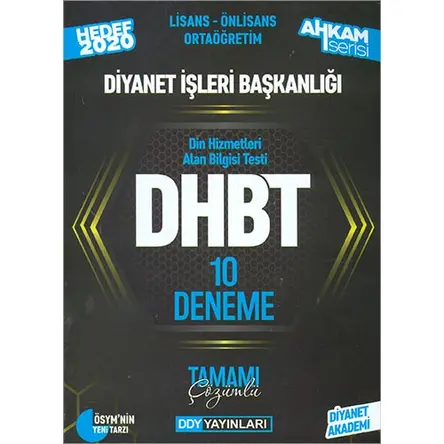 2020 DHBT Ahkam Serisi Tüm Adaylar Çözümlü 10 Deneme DDY Yayınları