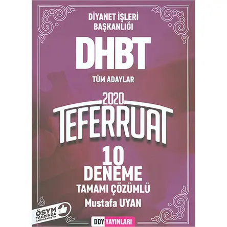 2020 DHBT Teferruat Serisi Tüm Adaylar İçin Tamamı Çözümlü 10 Deneme DDY Yayınları