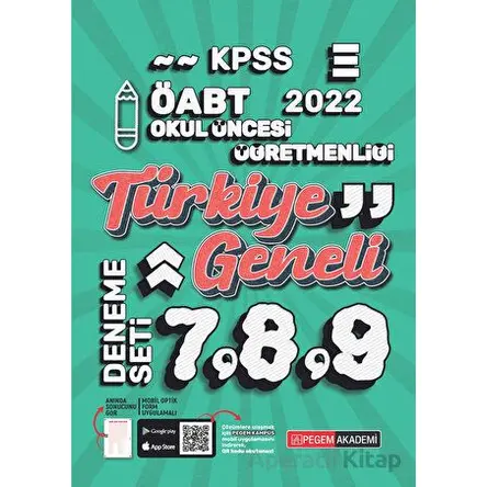 2022 KPSS ÖABT Okul Öncesi 7-8-9 Türkiye Geneli (3lü Deneme) - Kolektif - Pegem Akademi Yayıncılık