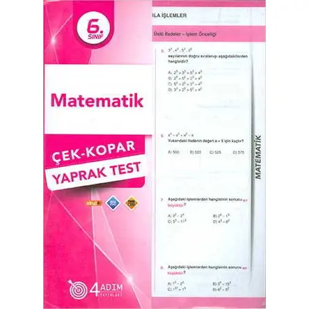 6. Sınıf Matematik Yaprak Test - Kolektif - 4 Adım Yayınları