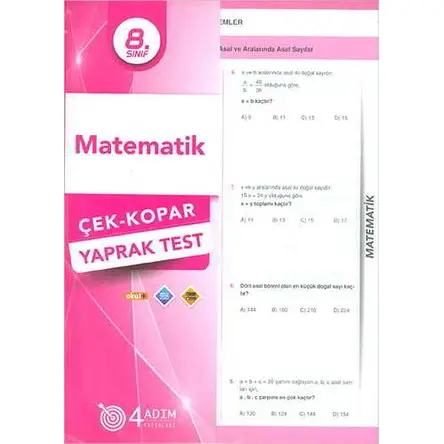 8. Sınıf Matematik Çek-Kopar Yaprak Test - Kolektif - 4 Adım Yayınları