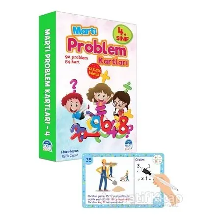 4. Sınıf Problem Kartları - Yaz Sil Kalemli - Refik Çapar - Martı Çocuk Yayınları