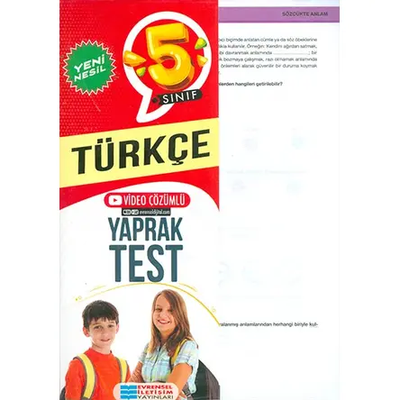 5. Sınıf Türkçe Yaprak Test - Kolektif - Evrensel İletişim Yayınları