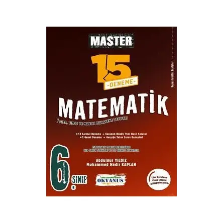 6. Sınıf Master 15 Matematik Denemesi Okyanus Yayınları