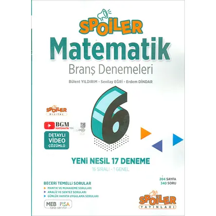 6.Sınıf Matematik Branş Denemeleri Spoiler Yayınları