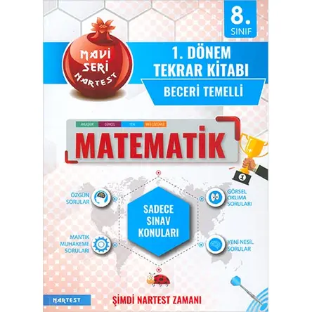 8. Sınıf LGS 1. Dönem Matematik Tekrar Kitabı Nartest Yayınları