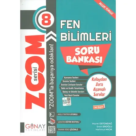 8.Sınıf LGS Fen Bilimleri Zoom Serisi Soru Bankası Günay Yayınları