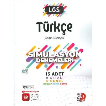 8.Sınıf LGS Türkçe Simülasyon 15 Deneme 3D Yayınları