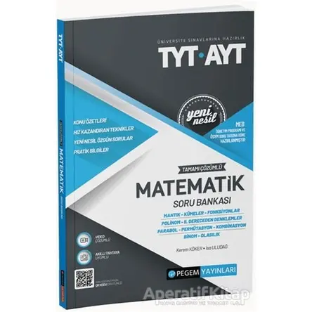 2022 TYT-AYT Tamamı Çözümlü Matematik Soru Bankası - Kolektif - Pegem Akademi Yayıncılık