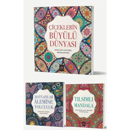 Mandala Büyükler İçin Boyama Seti - 3 Kitap Takım - Arkadya Yayınları