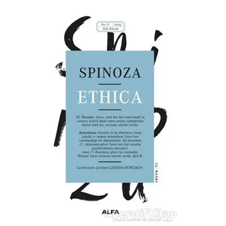 Ethica - Benedictus de Spinoza - Alfa Yayınları
