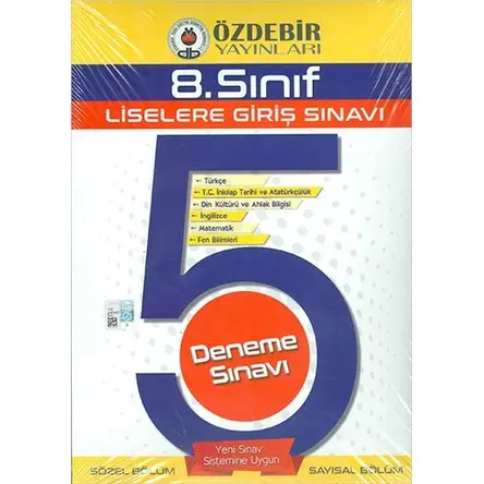 Özdebir 8.Sınıf Liselere Giriş Sınavı 5 Deneme Sınavı