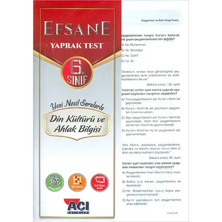 Açı 6. Sınıf Din Kültürü ve Ahlak Bilgisi Çek Kopart Yaprak Test - 2019