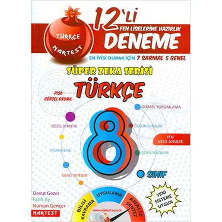 8.Sınıf Nar Türkçe 12 Deneme Sınavı (7 Sarmal + 5 Genel)