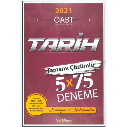 2021 ÖABT Tarih Çözümlü 5x75 Deneme Tercih Akademi