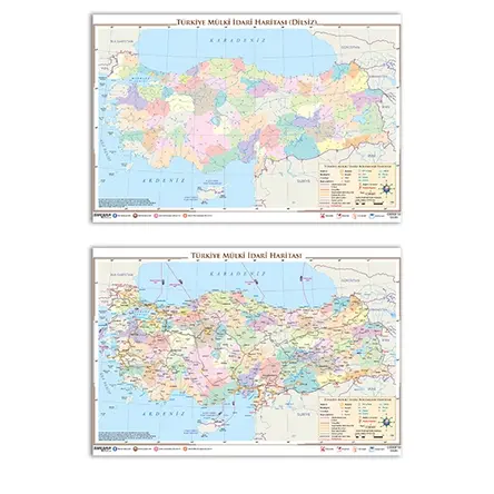 Türkiye Mülki İdare Haritası Ankara Yayıncılık (Yazılabilir - Silinebilir)