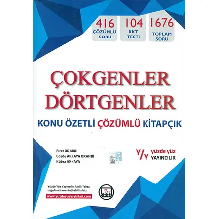 Çokgenler Dörtgenler Konu Özetli Çözümlü Kitapçık Yüzde Yüz Yayınları