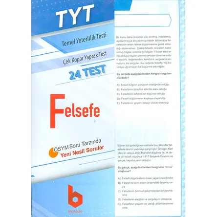 2020 TYT Felsefe Çek - Kopar Yaprak Test - Kolektif - Basamak Yayınları