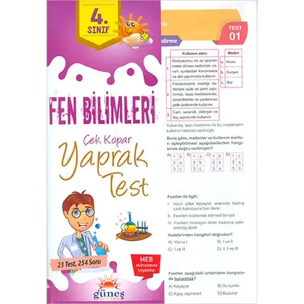 4.Sınıf Fen Bilimleri Çek Kopar Yaprak Test Güneş Yayın Dağıtım