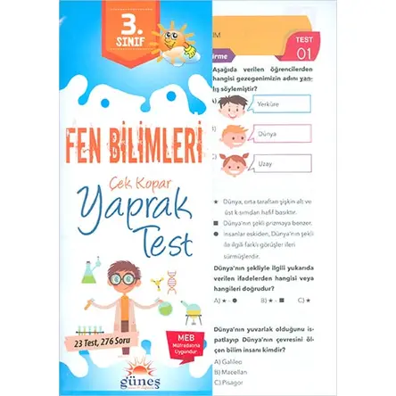 3.Sınıf Fen Bilimleri Çek Kopar Yaprak Test Güneş Yayın Dağıtım