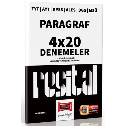 Yargı 2023 TYT AYT KPSS ALES DGS MSÜ Resital Serisi Paragraf 4x20 Deneme Sınavı