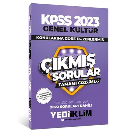 Yediiklim 2023 KPSS Genel Kültür Konularına Göre Tamamı Çözümlü Çıkmış Sorular