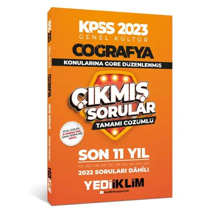 Yediiklim 2023 KPSS Genel Kültür Coğrafya Konularına Göre Tamamı Çözümlü Son 11 Yıl Çıkmış Sorular