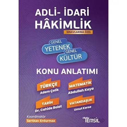 Adli- İdari Hakimlik Genel Yetenek - Genel Kültür Konu Anlatımı - Umut Kerse - Temsil Kitap