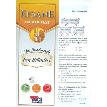 Açı 5.Sınıf Fen Bilimleri Efsane Yaprak Test