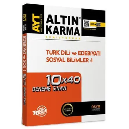Altın Karma AYT Türk Dili ve Edebiyatı Sosyal Bilimler 1 10 x 40 Deneme Sınavı