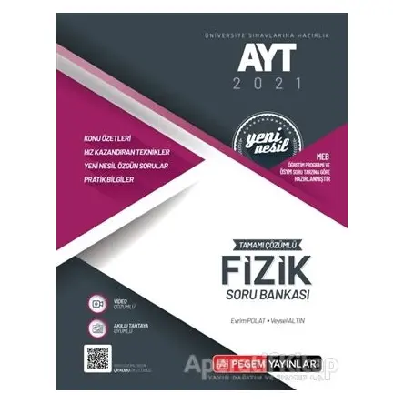 AYT 2021 Tamamı Çözümlü Fizik Soru Bankası - Kolektif - Pegem Akademi Yayıncılık