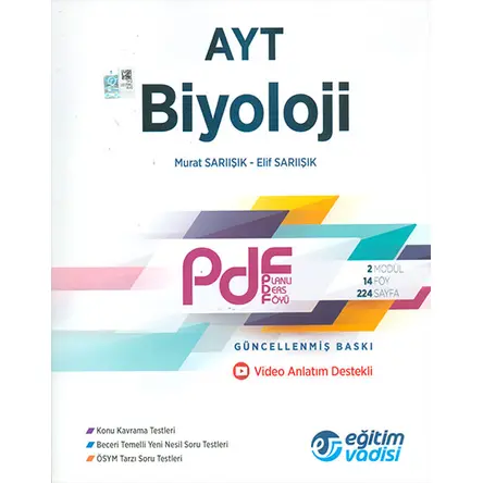 AYT Biyoloji Planlı Ders Föyü Eğitim Vadisi Yayınları