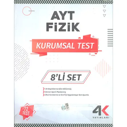 AYT Fizik Kurumsal Test 8li Set 4K Yayınları