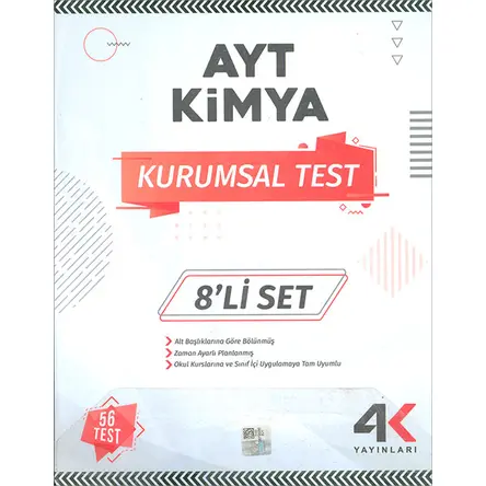 AYT Kimya Kurumsal Test 8li Set 4K Yayınları