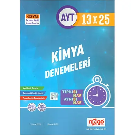 AYT Kimya Tamamı Video Çözümlü 13x25 Branş Deneme Nego Yayınları