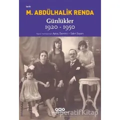 Mustafa Abdülhalik Renda Günlükler 1920-1950 - Sabri Sayarı - Yapı Kredi Yayınları