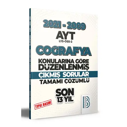 Benim Hocam 2009-2021 AYT Coğrafya Son 13 Yıl Tıpkı Basım Çözümlü Çıkmış Sorular