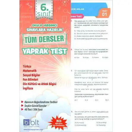 Bulut 6.Sınıf Tüm Dersler Yaprak Test