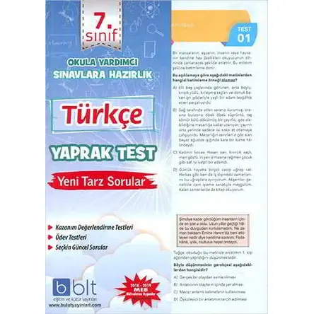 Bulut 7.Sınıf Türkçe Yaprak Test