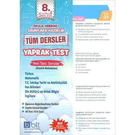 Bulut 8.Sınıf Tüm Dersler Yaprak Test