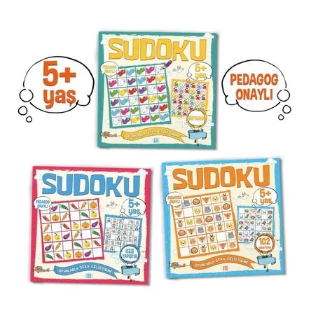 Çocuklar İçin Sudoku Seti (5+ Yaş) (3 Kitap Takım) - Kolektif - Dokuz Çocuk