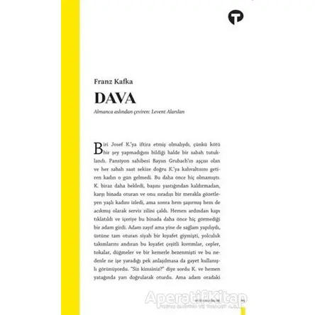 Dava - Franz Kafka - Turkuvaz Kitap