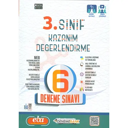 DenemeBank 3.Sınıf Kazanım Değerlendirme 6 Deneme Sınavı