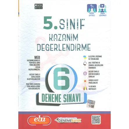 DenemeBank 5.Sınıf Kazanım Değerlendirme 6 Deneme Sınavı