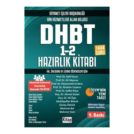 Diyanet İşleri Başkanlığı Din Hizmetleri Alan Bilgisi Dhbt 1-2 Hazırlık Kitabı 2024