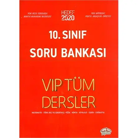 Editör 10.Sınıf Vip Tüm Dersler Soru Bankası Hedef 2020