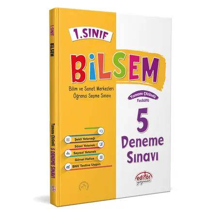 Editör 1.Sınıf BİLSEM Tamamı Çözümlü 5 Fasikül Deneme