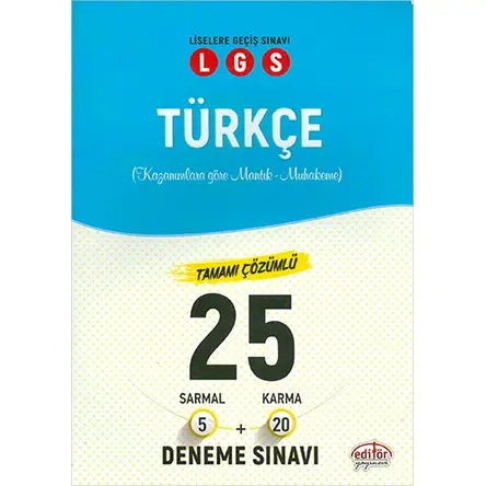 Editör LGS 8.Sınıf Türkçe Çözümlü 25 Deneme Sınavı